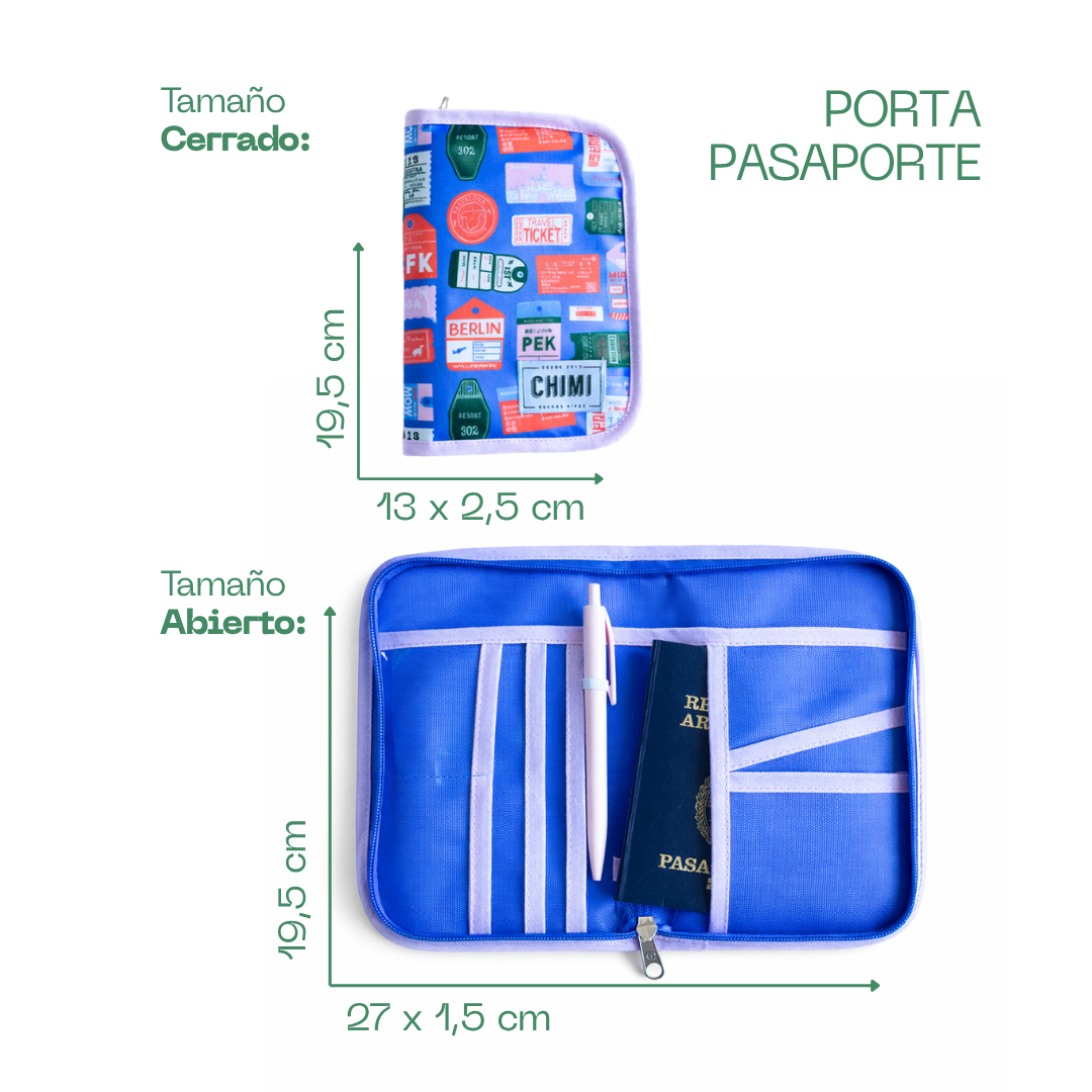 Portapasaporte / Estuche porta documentos ✈️✨ Tickets azul