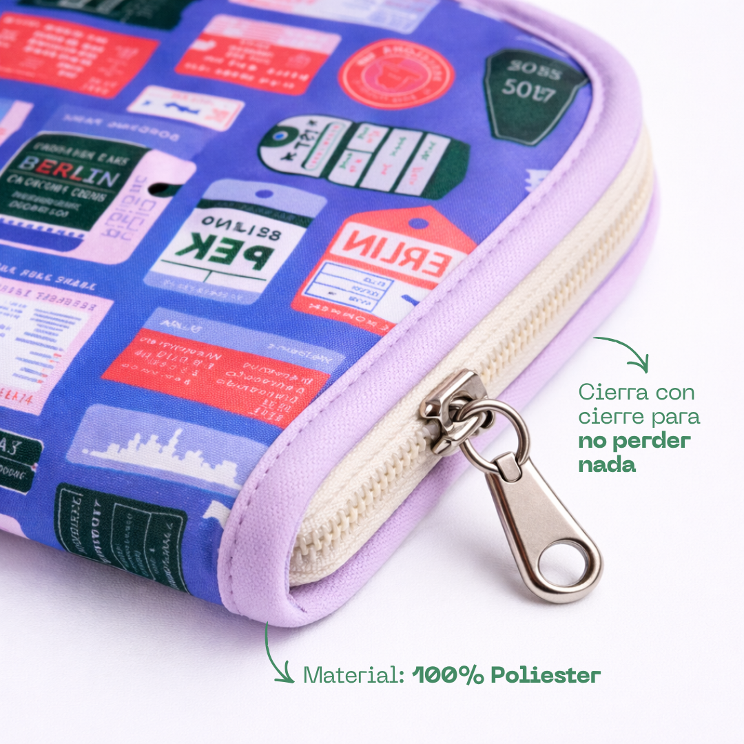 Portapasaporte / Estuche porta documentos ✈️✨ Tickets azul
