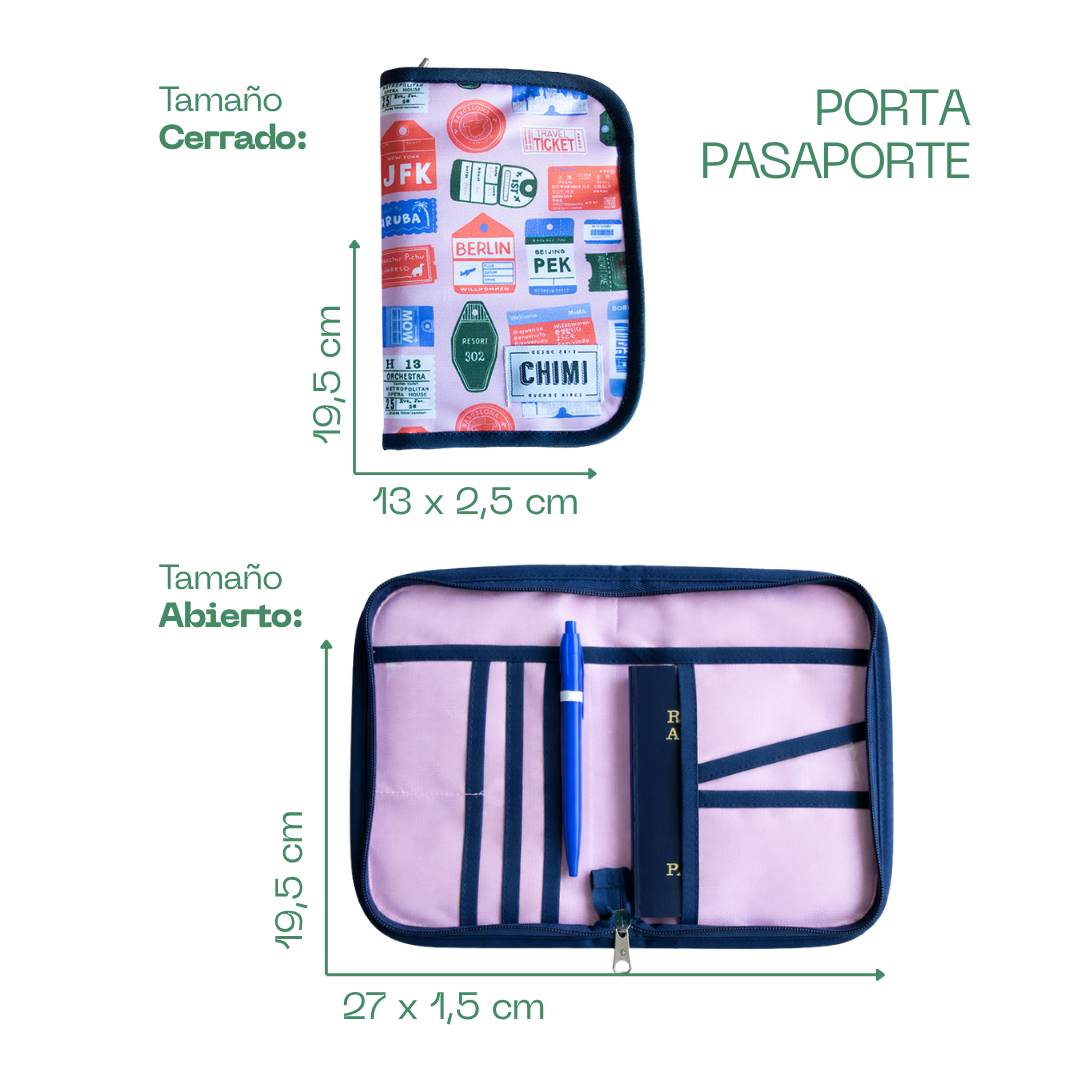 Portapasaporte / Estuche porta documentos ✈️✨ Tickets rosa
