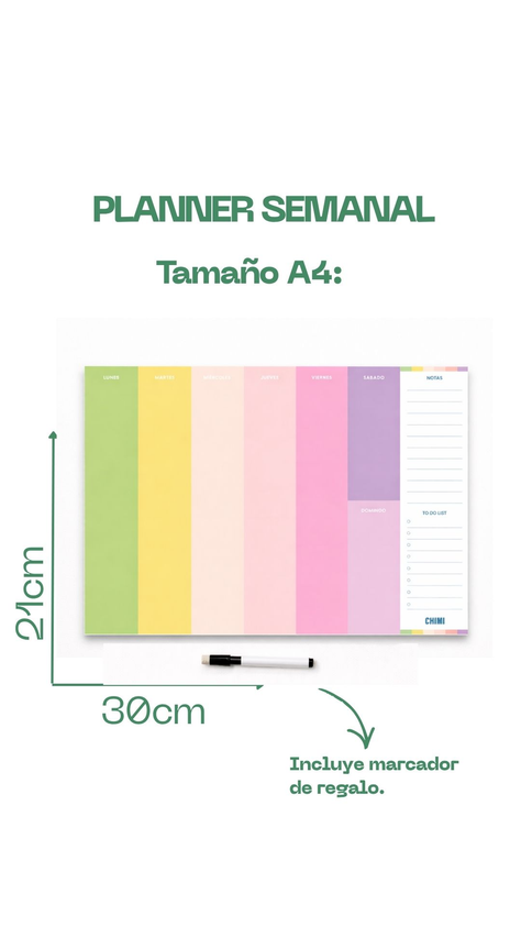 Planificador semanal imantado a4 Arcoiris