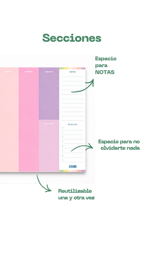 Planificador semanal imantado a4 Arcoiris