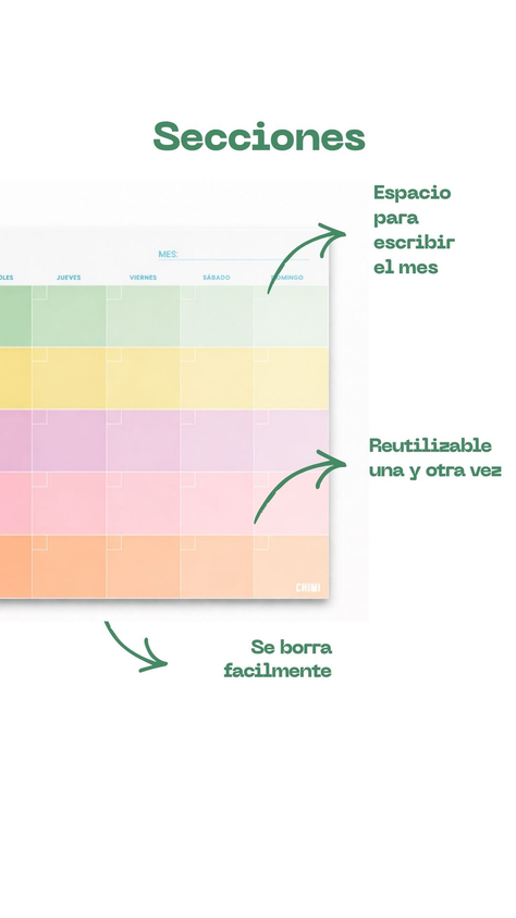 Planificador mensual imantado a4 Arcoiris