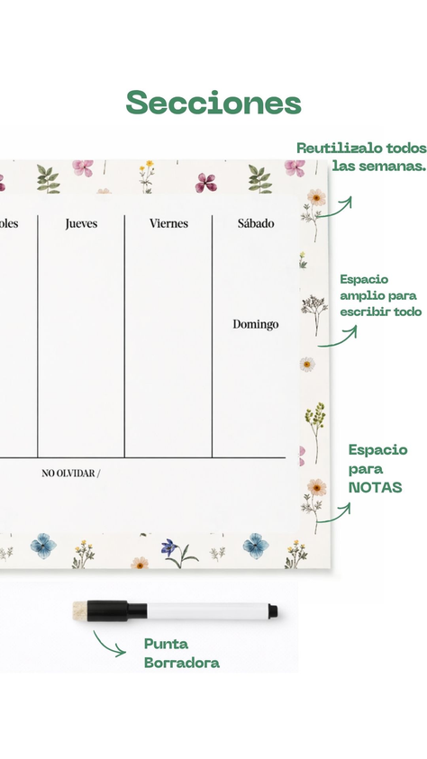 Planificador imantado semanal botanic love