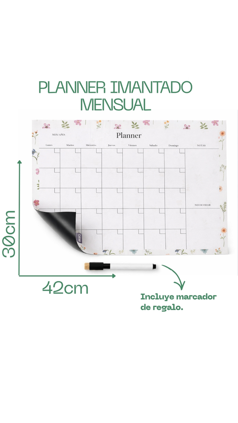 Planificador imantado a3 Flores Lila
