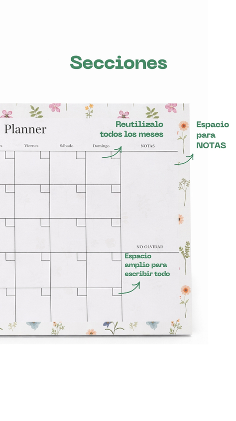 Planificador imantado a3 Flores Lila