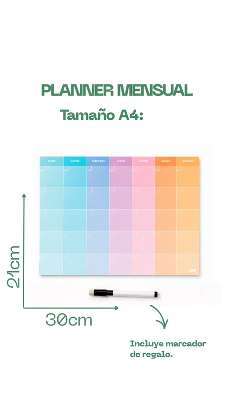 Planificador mensual imantado a4 Atardecer