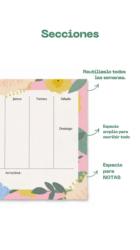 Planificador Semanal Imantado Rosa Pastel