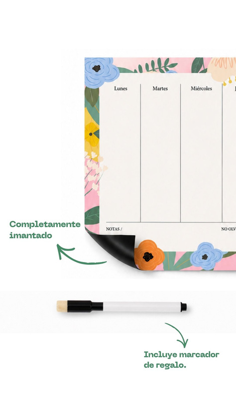 Planificador Semanal Imantado Rosa Pastel
