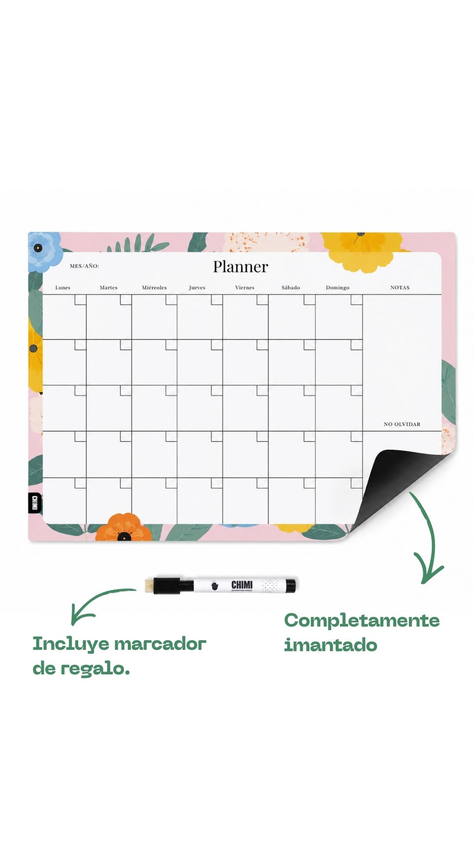 Planificador imantado a3 Flores Pastel