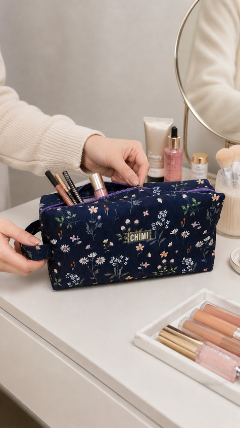 Necessaire Grande Flores Azules