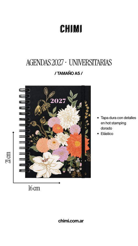 Agenda Universitaria A5 Semanal Medianoche