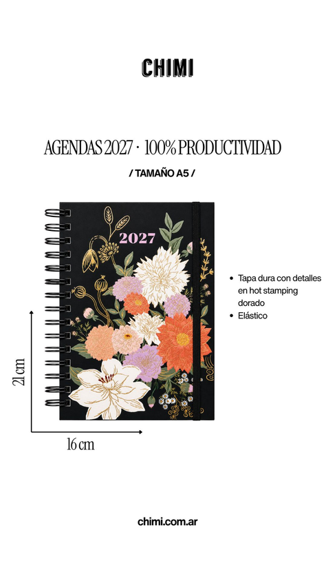 Agenda 100% Productividad A5 Diaria Medianoche