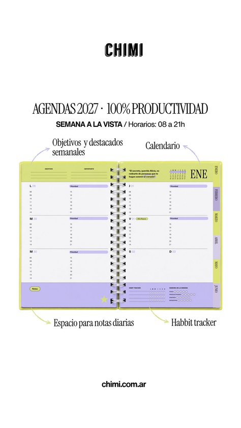 Agenda 100% Productividad A5 Semanal Herbario