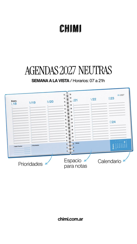 Agenda Cuadrada Neutra Semanal Eclipse