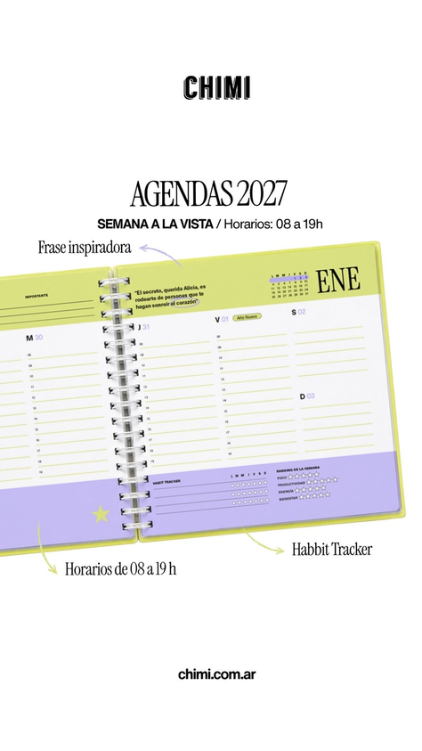 Agenda Cuadrada Semanal Arcoiris