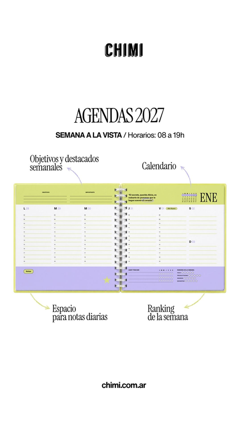 Agenda Cuadrada Semanal Arcoiris