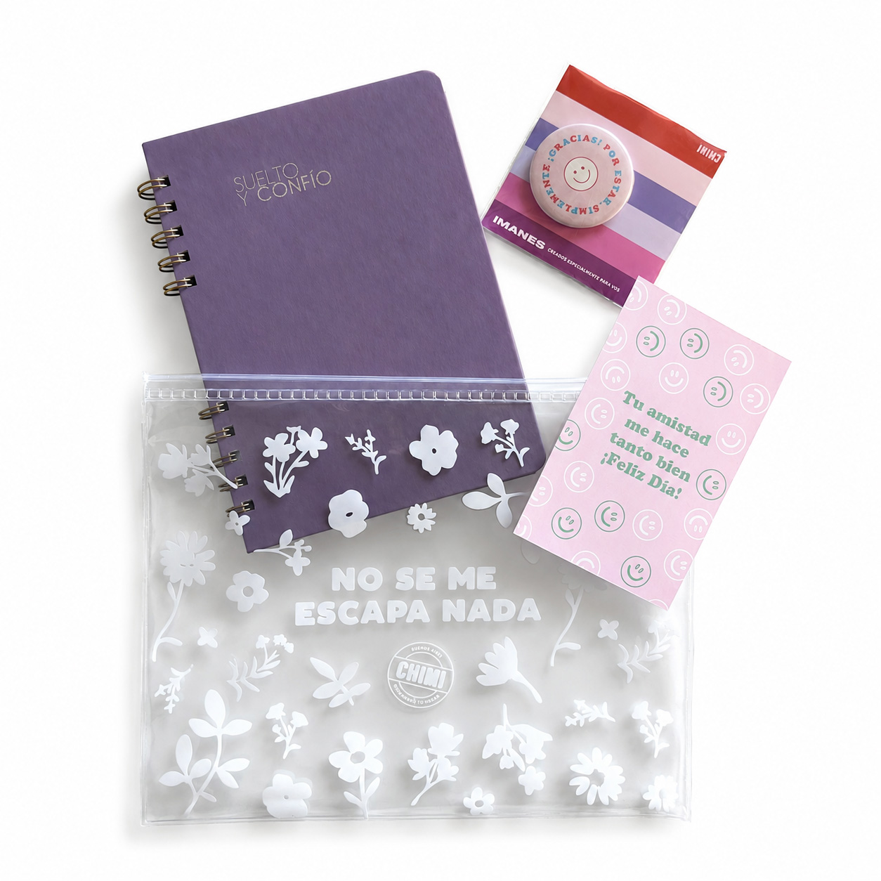 Set Cuaderno Metalizado Confío