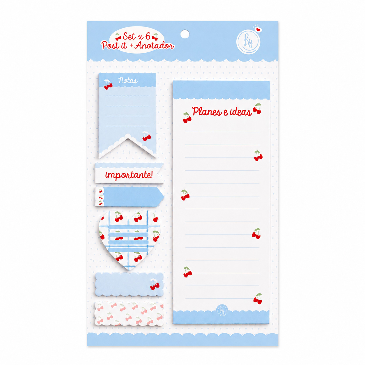 Set Anotador + Post It Cherry