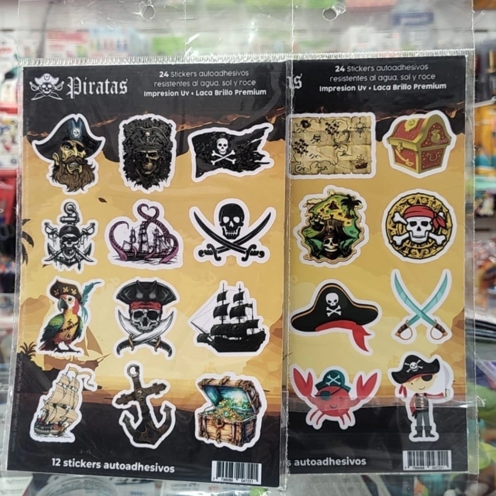 STICKERS CON RELIEVE PIRATAS - 2 PLANCHAS X 12 STICKERS 7799088047221
