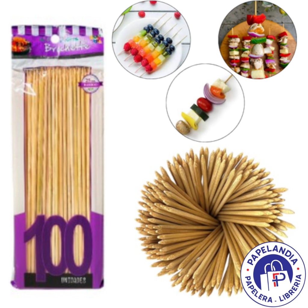 PALITO BROCHETTE GRUESOS 25CM X 100 UN. BOLSA VIOLETA PA4-25100