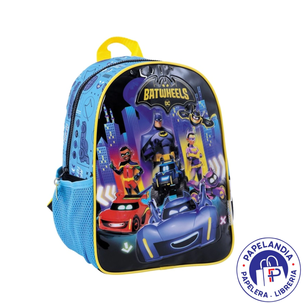 MOCHILA BATWEELS MULTIPERSONAJES ART 11528 ESPALDA 12" BASE AZUL 63852