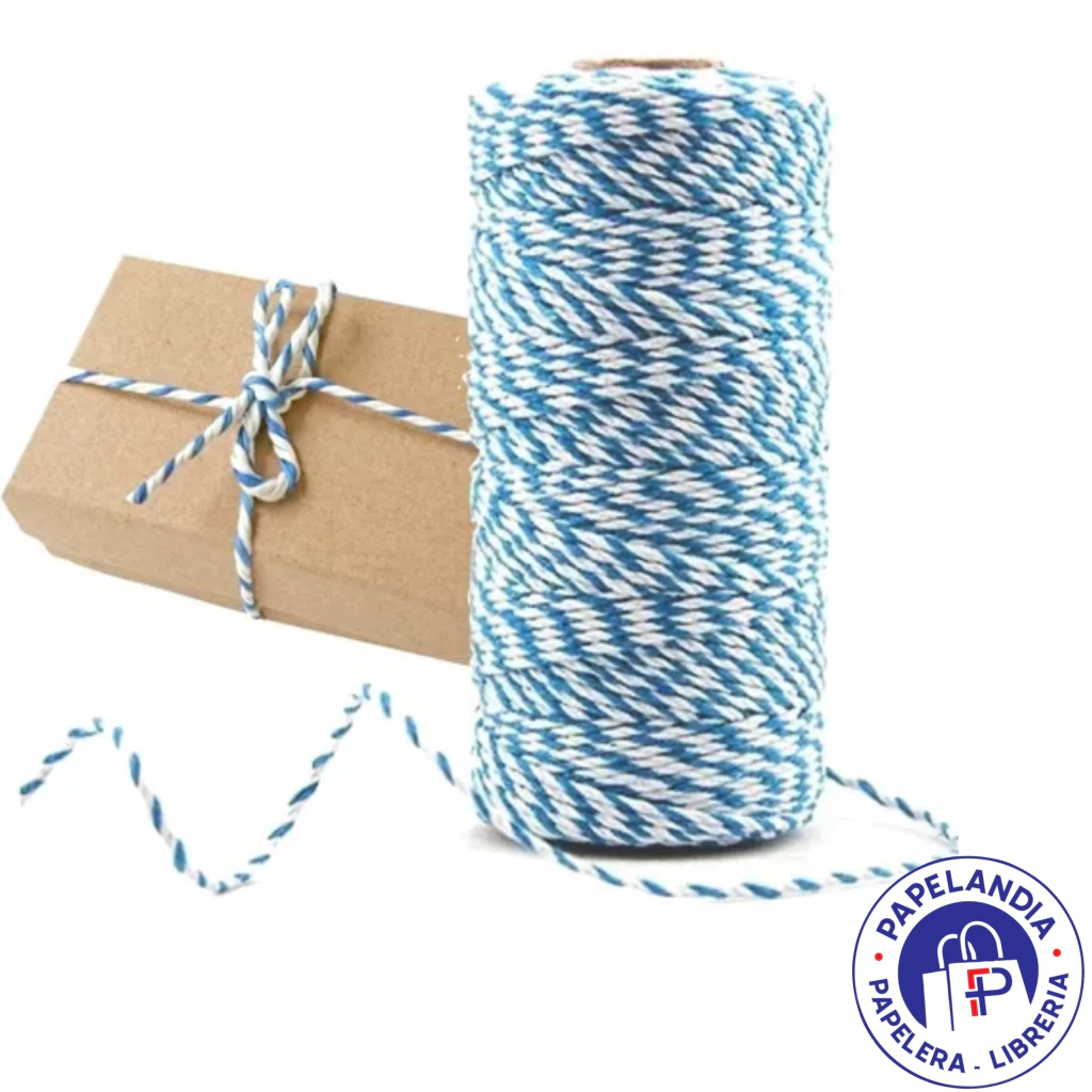 HILO BICOLOR BAKER TWINE CELESTE Y BLANCO X CARRETE 50 METROS HA50CE