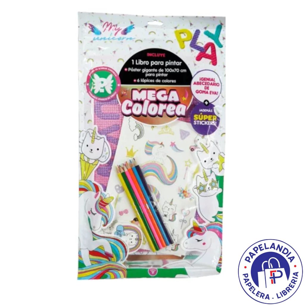 SET MEGA COLOREA ABECEDARIO GOMA EVA UNICORNIOS ART5599