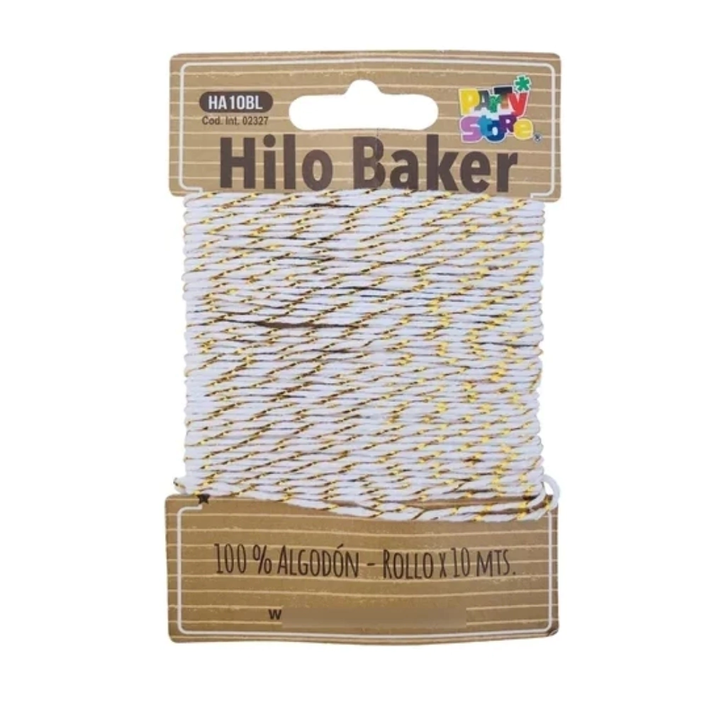 HILO BICOLOR BAKER TWINE BLANCO Y DORADO X 10 METROS HA10BL