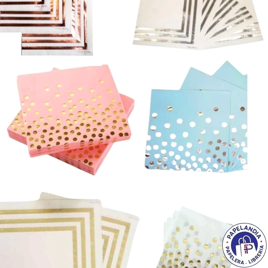 SERVILLETA DE PAPEL X 12 UNIDADES BLANCO BORDE DORADO