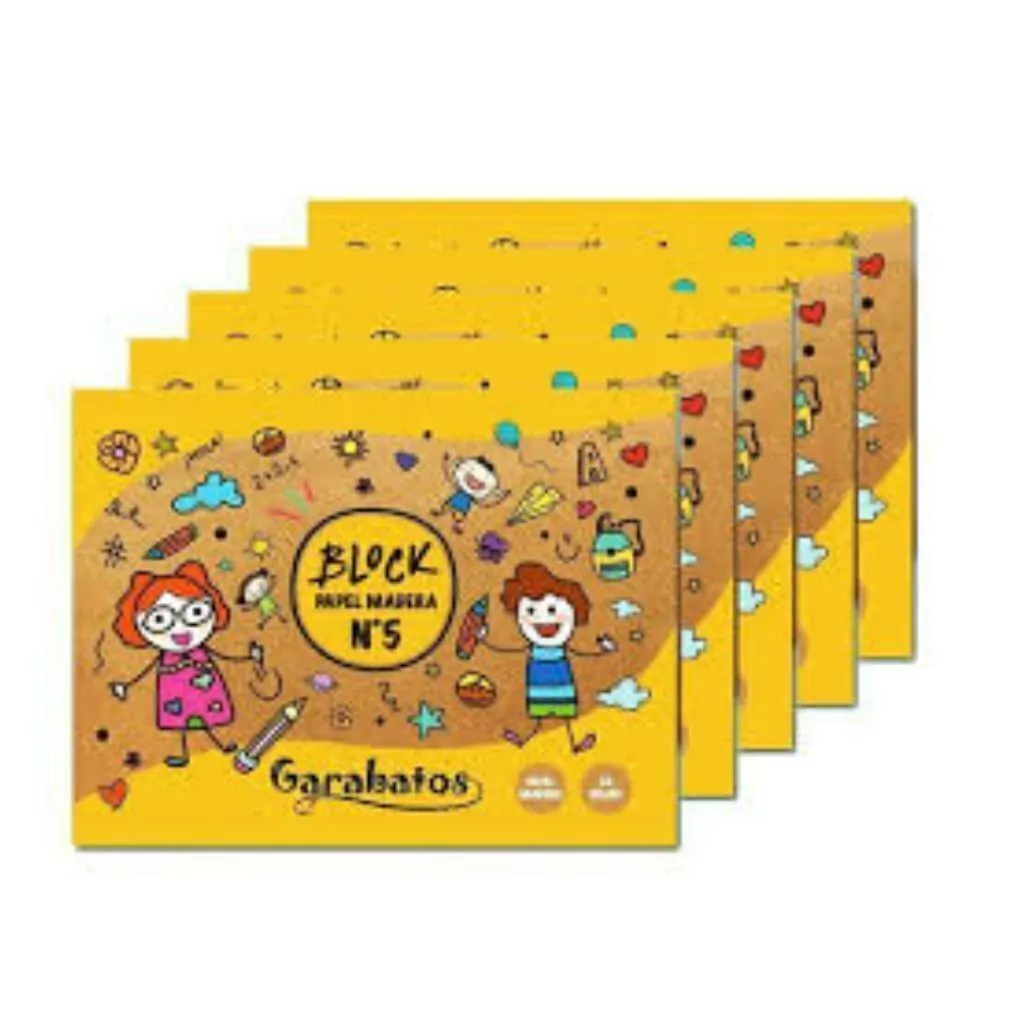 BLOCK GARABATOS PAPEL MADERA 120GRS X24 HOJAS