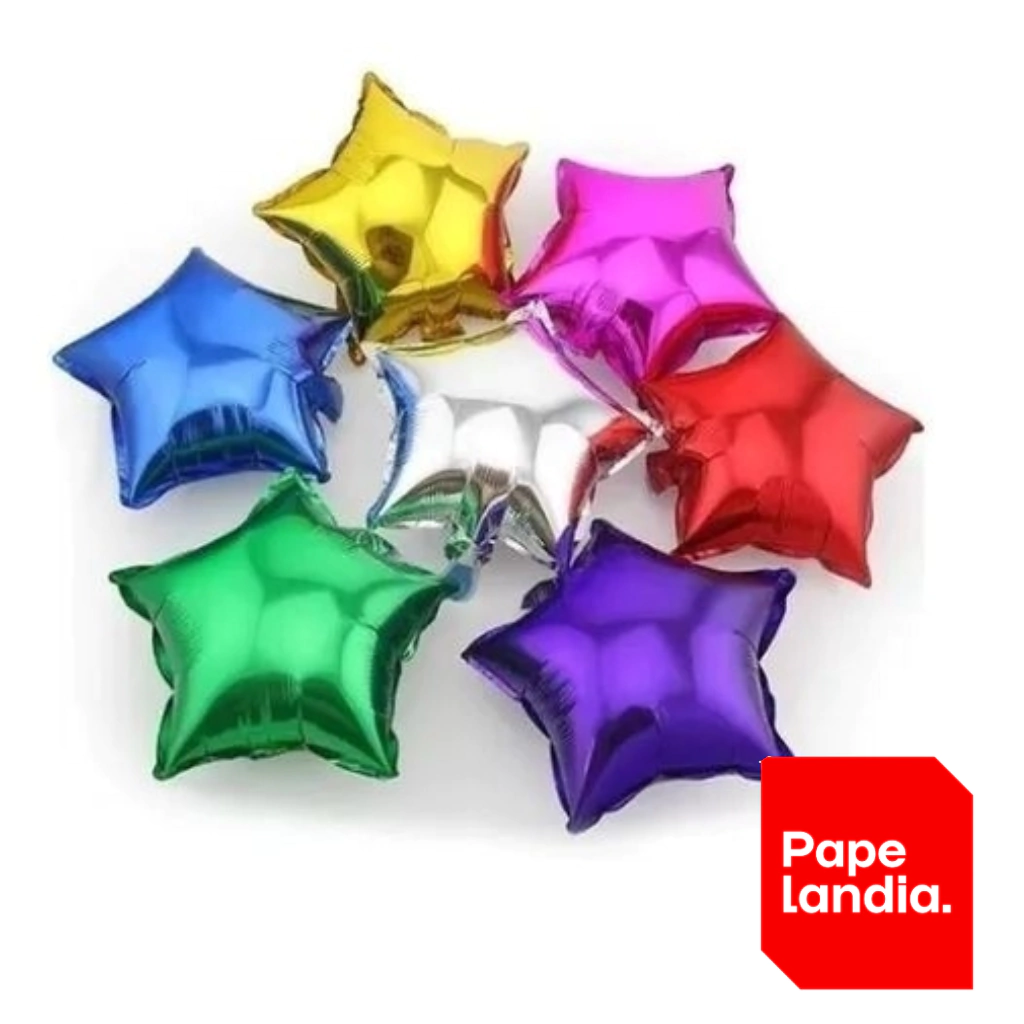 GLOBO METALIZADO FORMAS ESTRELLA 45CM APTO HELIO GMF02RS CELESTE