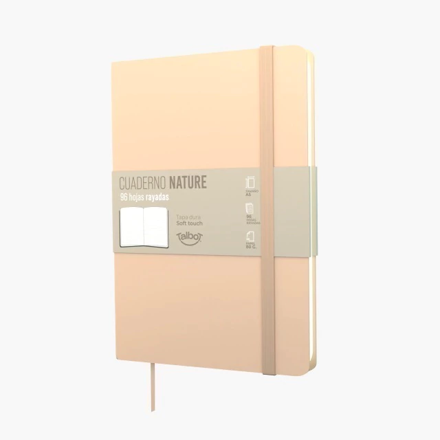 CUADERNO TALBOT PU 14X21 T/D NATURE 96H RAYADAS BEIGE