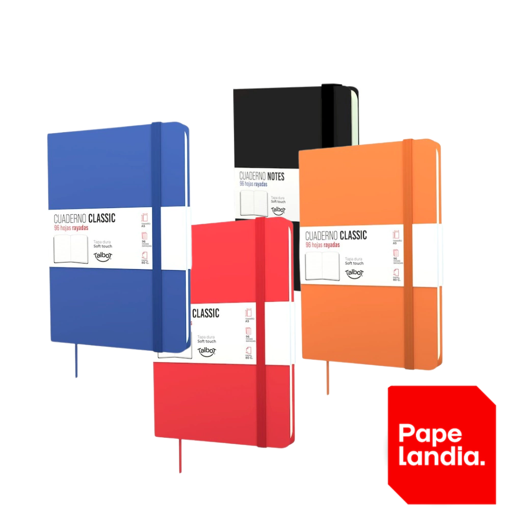 CUADERNO TALBOT PU 14×21 96HJS RAYADO ROJO
