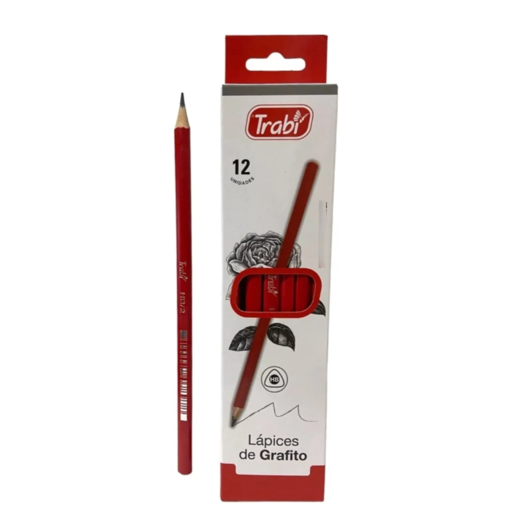 LAPIZ GRAFITO TRABI HB TRIANGULAR RESINA ROJO C/U