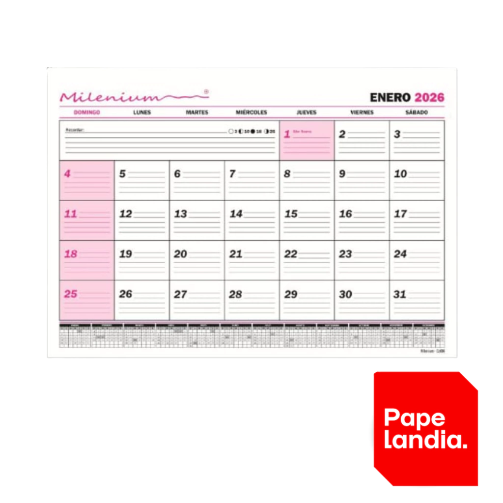 PLANIFICADOR CAL06 MENSUAL APAISADO 2026. MEDIDA: 16X23