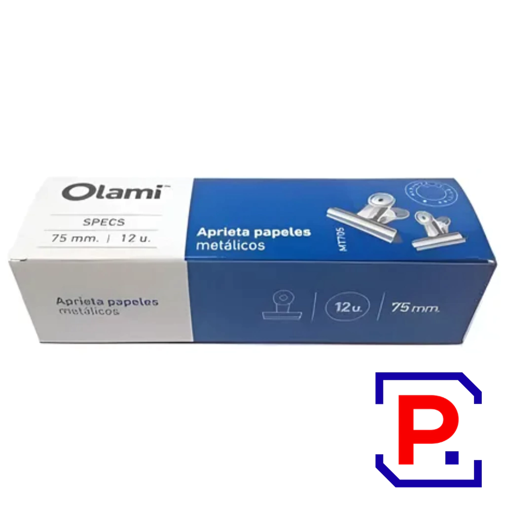 APRIETA PAPEL NIQUELADO OLAMI 75MM MT705 CAJA X 12 UNIDADES