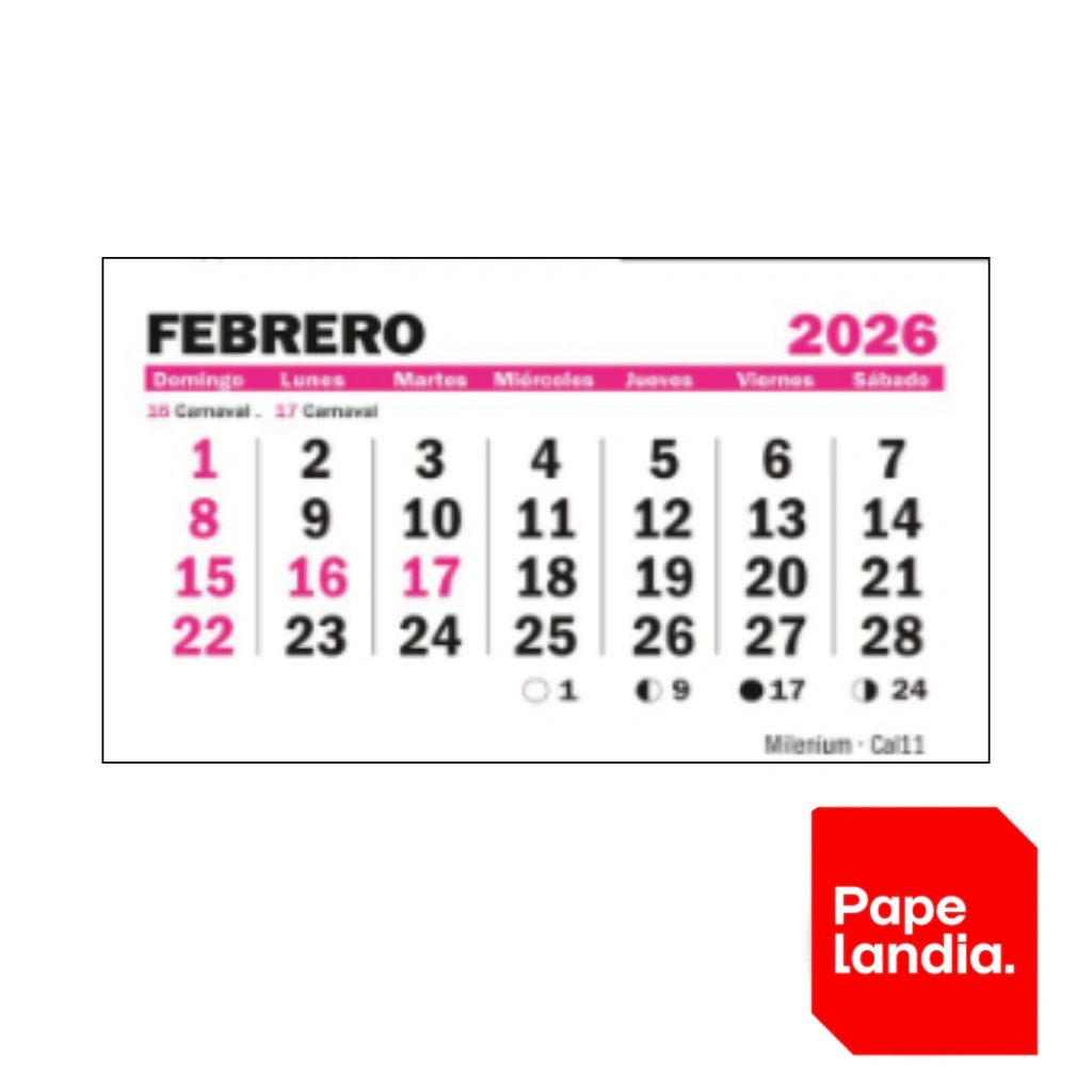 CALENDARIO CAL11 MENSUAL X10 UNID MEDIDA:11.5X20 2026