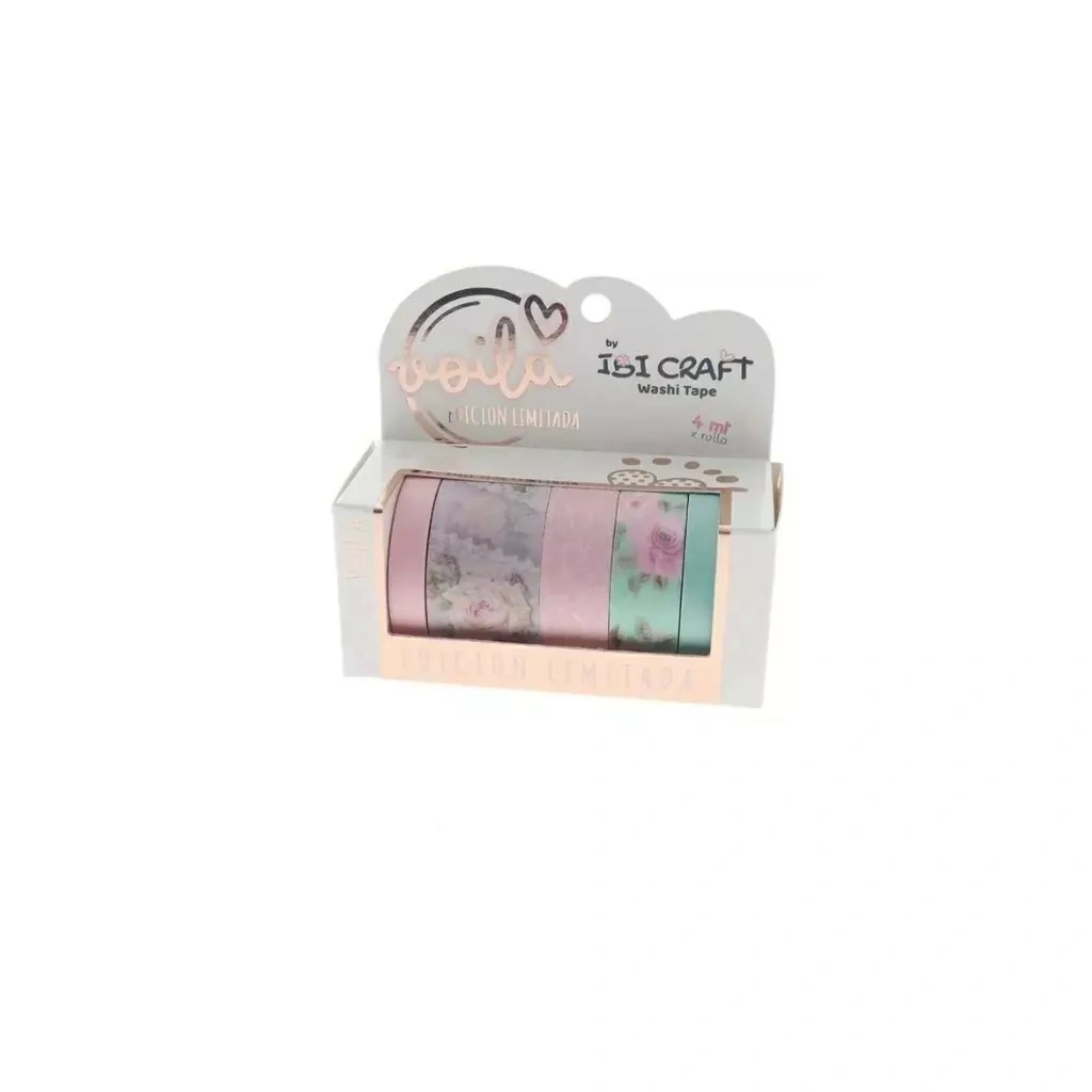 WASHI TAPE BOX 5 ROLLOS DE 4MTS ROSES EDITION 055770
