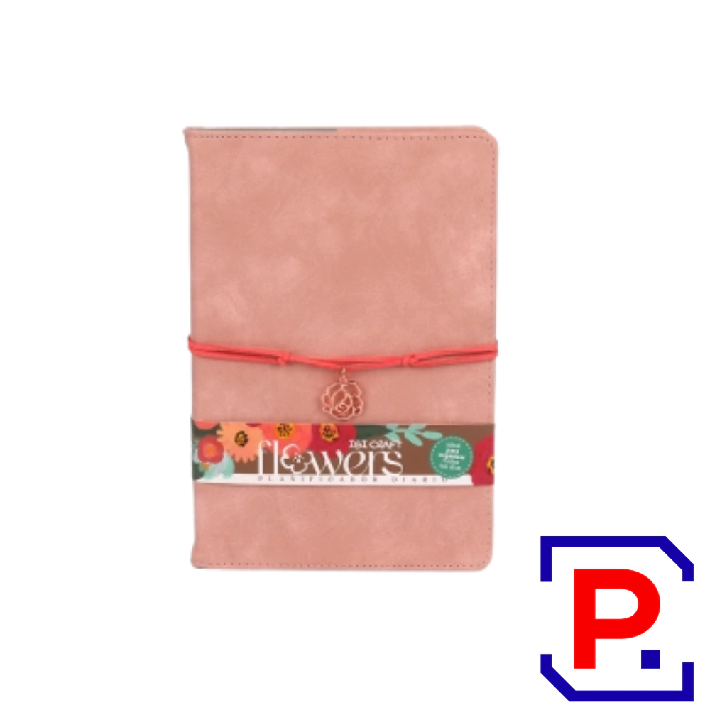 CUADERNO TAPA CUERINA 80HJS FLOWERS 115160 ROSA PALIDO