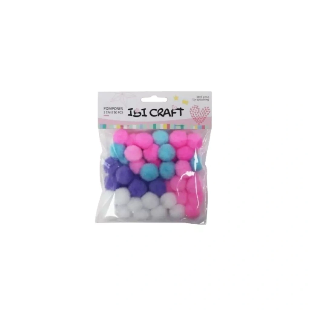 POMPON 20 MM X 50 U IBI COLORES PASTEL SURTIDO 655990 - 655983