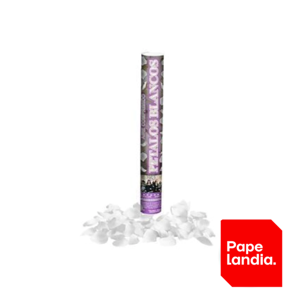 LANZAPAPELES CAÑON 40 CM PETALOS BLANCOS PS40PB