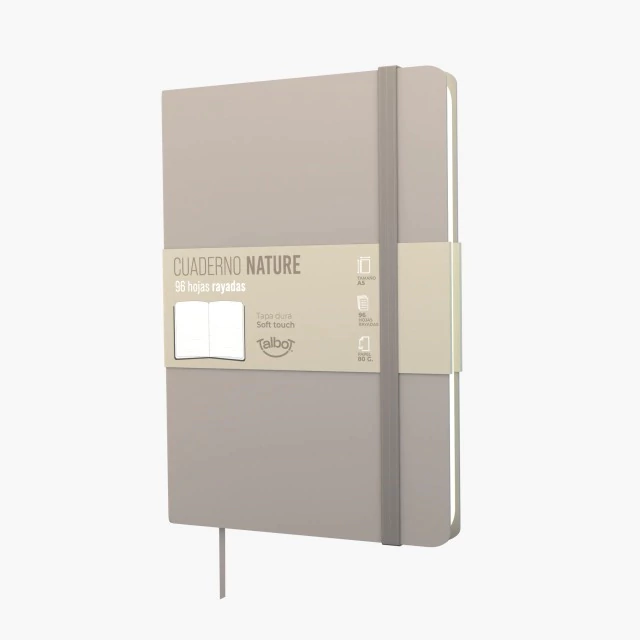 CUADERNO TALBOT PU 14X21 T/D NATURE 96H RAYADAS GRIS