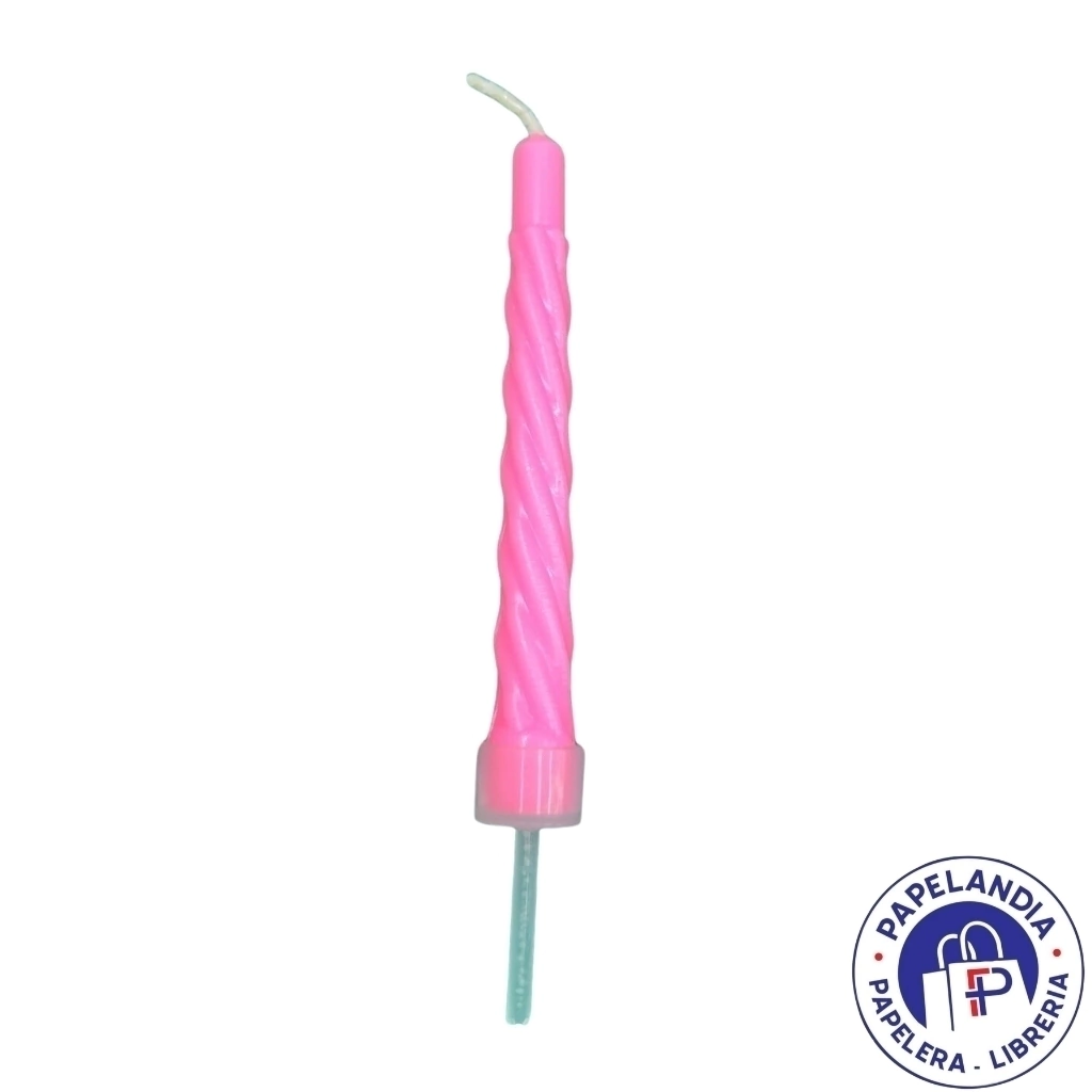 VELON MAGICO CON PORTAVELON ROSA 9CM FIESTA X1