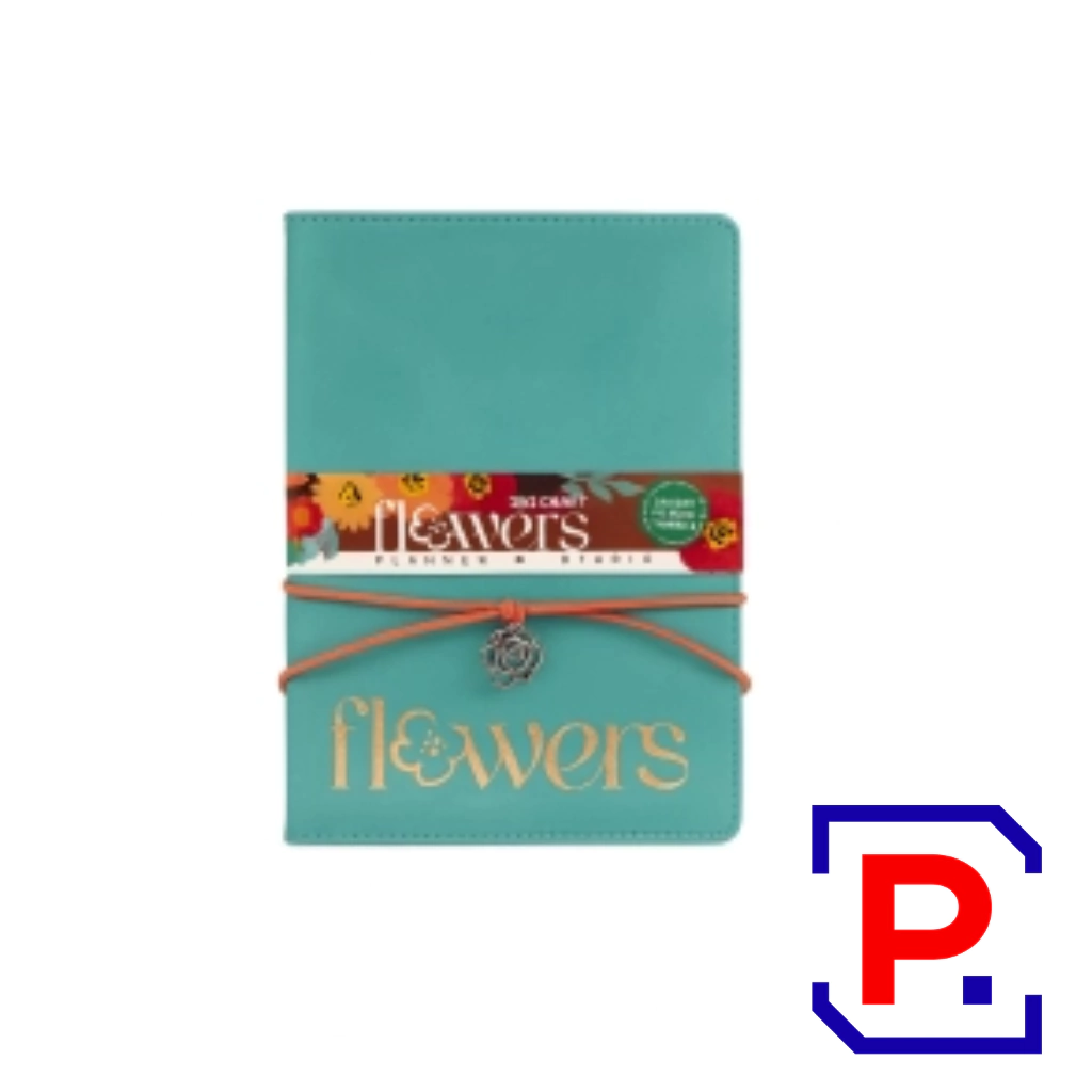 CUADERNO TAPA CUERINA 80HJS FLOWERS AQUA 115162