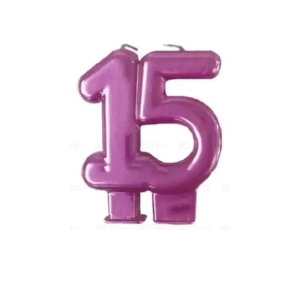 VELA NUMERO DOBLE METALIZADA ROSA 15 AÑOS VND15