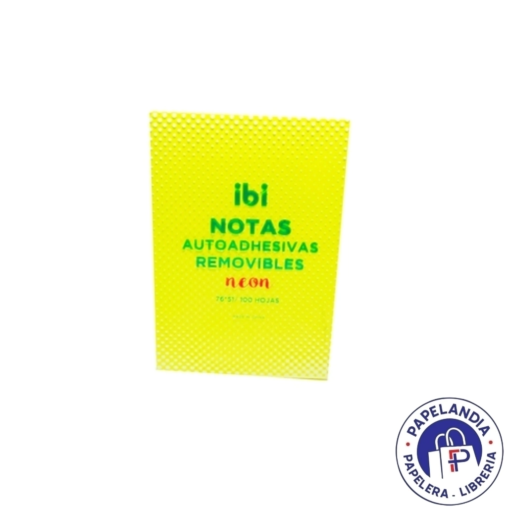 NOTAS ADHESIVAS 76X51 X100HJS NEON AMARILLO 065060 IBI