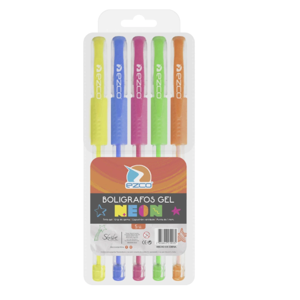 BOLIGRAFO NEON ESTUCHE PVC X 5 U EZCO