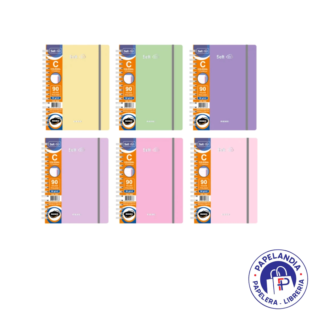 CUADERNO 3563 COLEGIAL SOFT CON ELASTICO 90HJS 90GRS = 177X240MM ROSA PASTEL