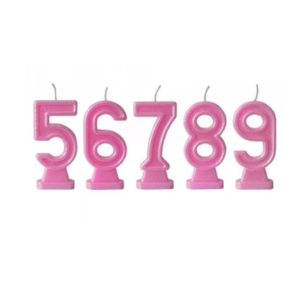 VELA NUMERO CON GLITTER GRANDE ROSA N0