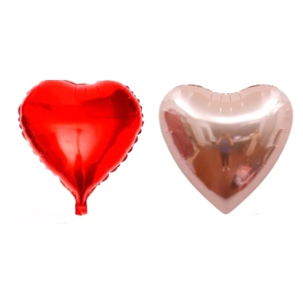 GLOBO METALIZADO FORMAS CORAZON 45CM APTO HELIO ROJO